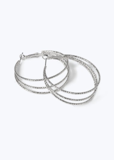 Muse Silver XL Wire 4 Row Hoop Earrings