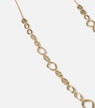 Muse Gold Long Textured Circle Necklace