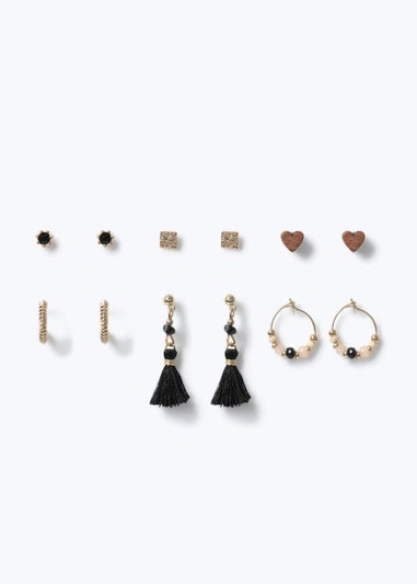 Muse Black Tassel Six Pack Earrings