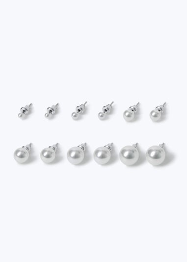 Muse Silver Classic Pearl Six Pack Earrings