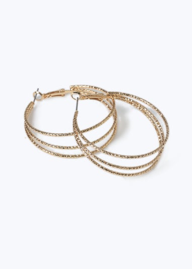 Muse Large Four Wire Row Hoop Earring In Gold