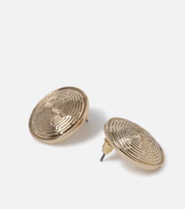 Muse Gold Textured Coin Stud Earrings