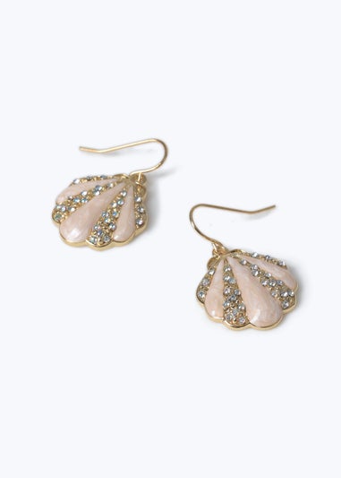 Muse Gold White Shell Drop Earrings