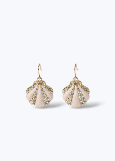 Muse Gold White Shell Drop Earrings