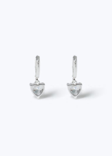 Muse Silver Heart Crystal Drop Earrings