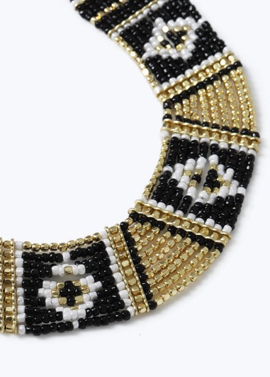 Muse Black & Gold Statement Beaded Necklace