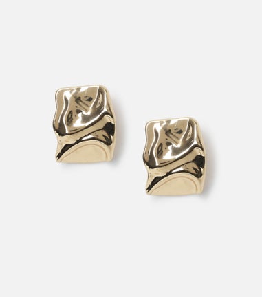 Muse Gold Square Molten Stud Earring