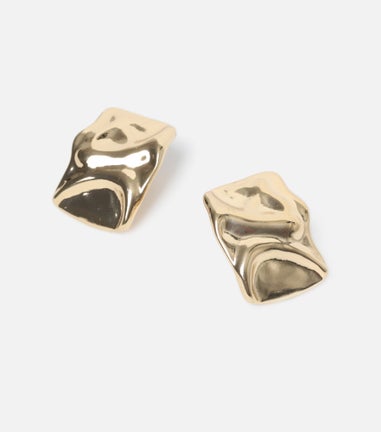 Muse Gold Square Molten Stud Earring