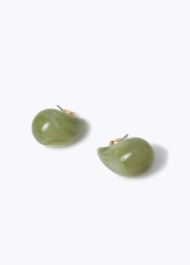 Muse Green Teardrop Domed Stud Earring