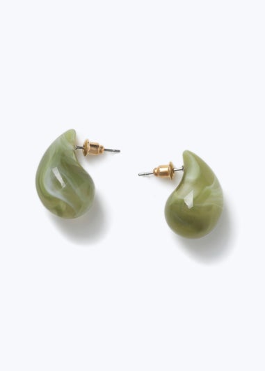 Muse Green Teardrop Domed Stud Earring