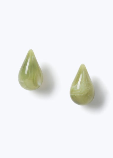 Muse Green Teardrop Domed Stud Earring