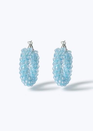 Muse Blue Facet Beaded Hoop Earring