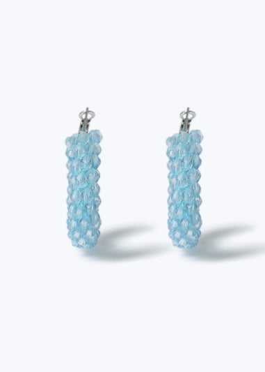 Muse Blue Facet Beaded Hoop Earring