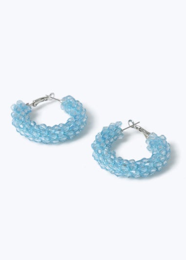 Muse Blue Facet Beaded Hoop Earring