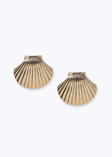 Muse Gold Statement Shell Stud Earrings