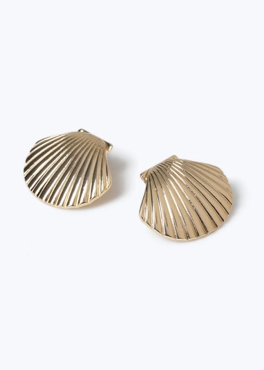 Muse Gold Statement Shell Stud Earrings