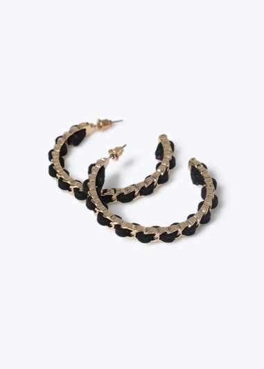 Muse Black Threaded Chain Hoop Earring