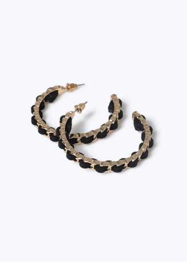 Muse Black Threaded Chain Hoop Earring