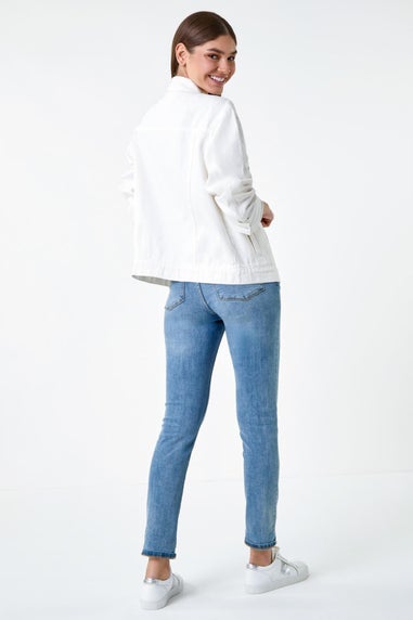 Roman Ivory Oversized Cotton Denim Jacket