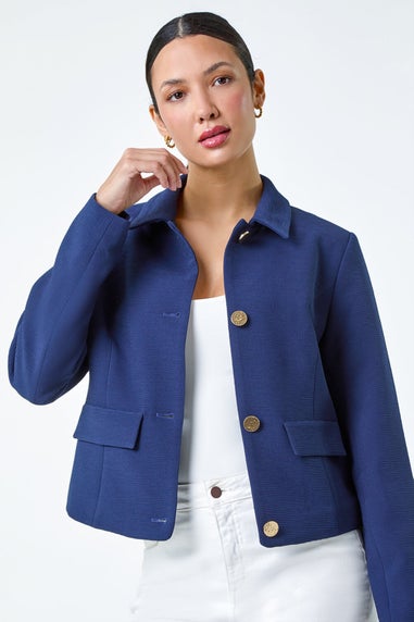 Roman Navy Textured Button Detail Jacket