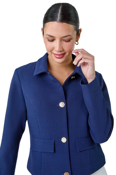 Roman Navy Textured Button Detail Jacket