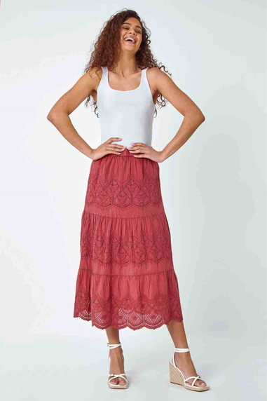 Roman Rust Broderie Design Skirt