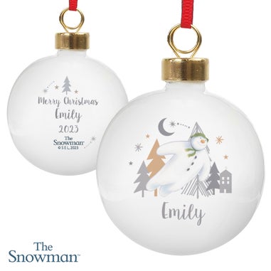 Personalised Memento Company White The Snowman Magical Adventure Bauble