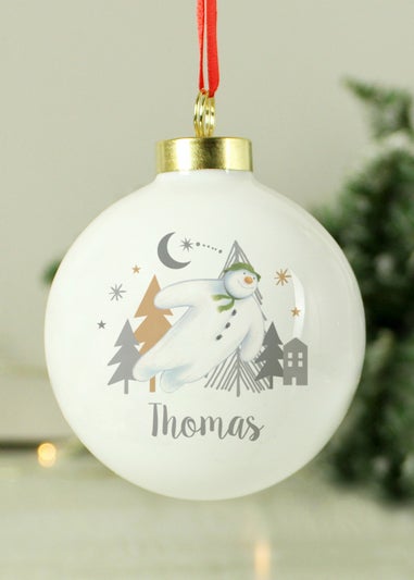 Personalised Memento Company White The Snowman Magical Adventure Bauble