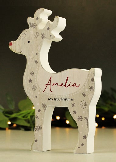 Personalised Memento Company Wood Red Nosed Reindeer Ornament