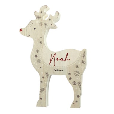 Personalised Memento Company Wood Red Nosed Reindeer Ornament