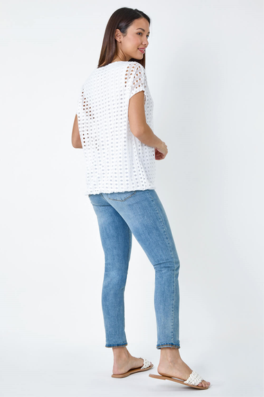 Roman Ivory Cut Out Detail Stretch Top