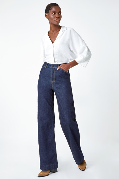 Roman Indigo Wide Leg Stretch Denim Jeans