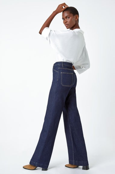 Roman Indigo Wide Leg Stretch Denim Jeans