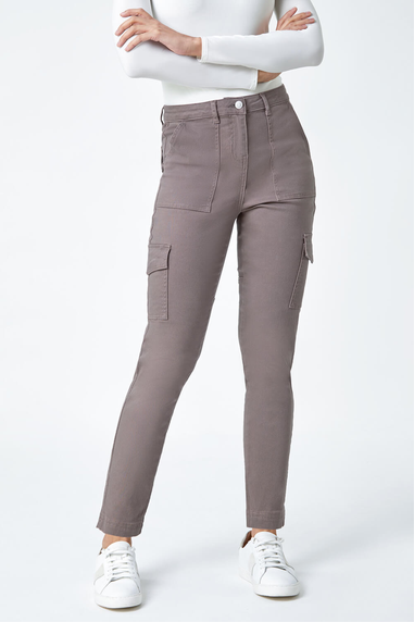 Roman Taupe Cotton Blend Cargo Stretch Jegging