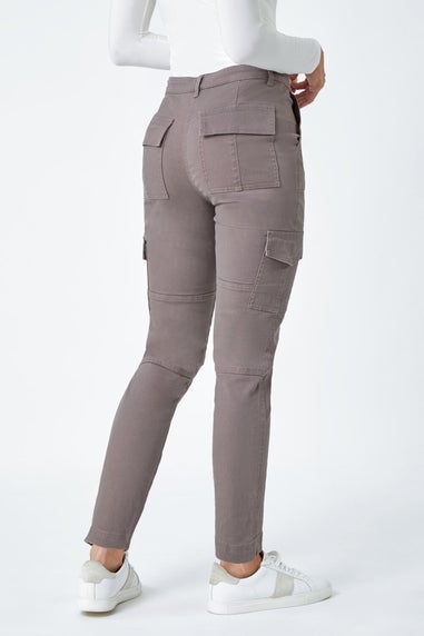 Roman Taupe Cotton Blend Cargo Stretch Jegging