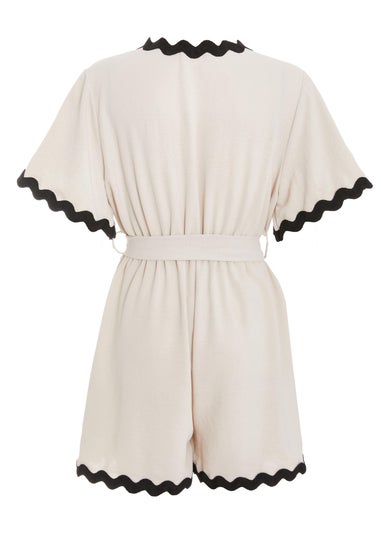 Quiz Stone Wavy Trim Playsuit