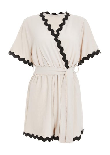 Quiz Stone Wavy Trim Playsuit