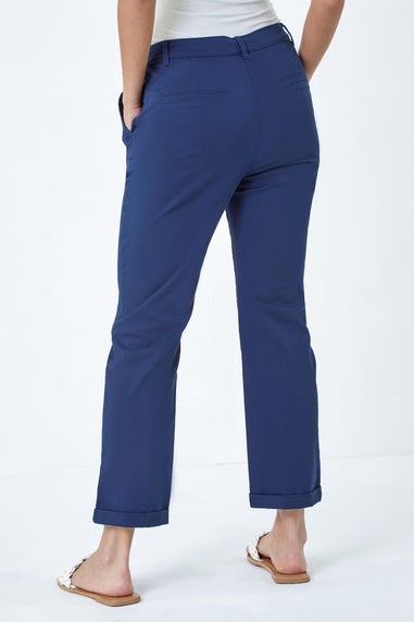 Roman Navy Cotton Blend Washed Chino Trousers