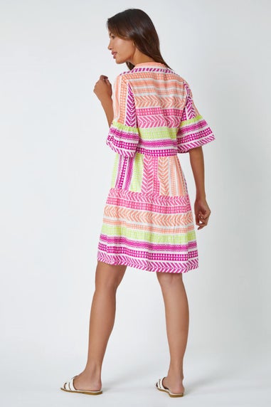 Roman Multi Aztec Print Smock Dress