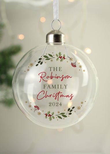 Personalised Memento Company Clear Christmas Glass Bauble