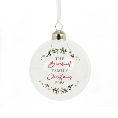 Personalised Memento Company Clear Christmas Glass Bauble