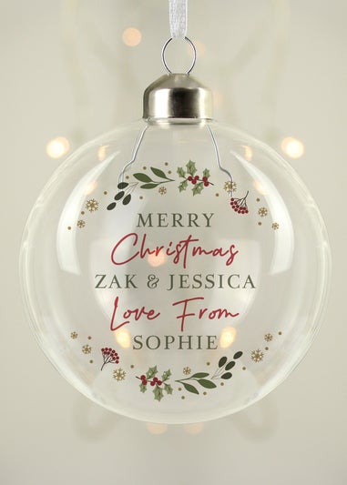 Personalised Memento Company Clear Christmas Glass Bauble