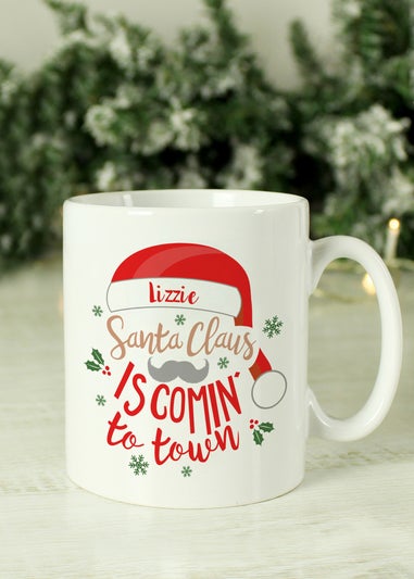 Personalised Memento Company White Santa Claus Is Comin To Town Mug