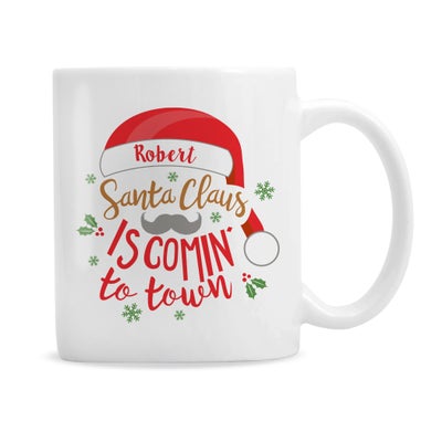 Personalised Memento Company White Santa Claus Is Comin To Town Mug