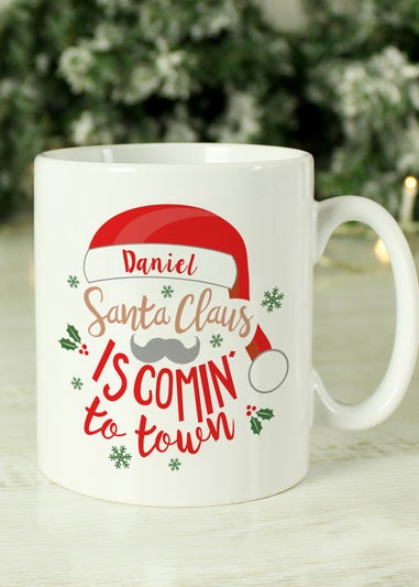 Personalised Memento Company White Santa Claus Is Comin To Town Mug