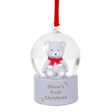 Personalised Memento Company White Message Teddy Bear Glitter Snow Globe Tree Decoration