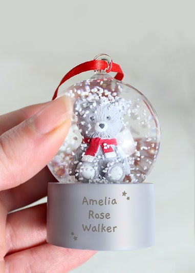 Personalised Memento Company White Message Teddy Bear Glitter Snow Globe Tree Decoration