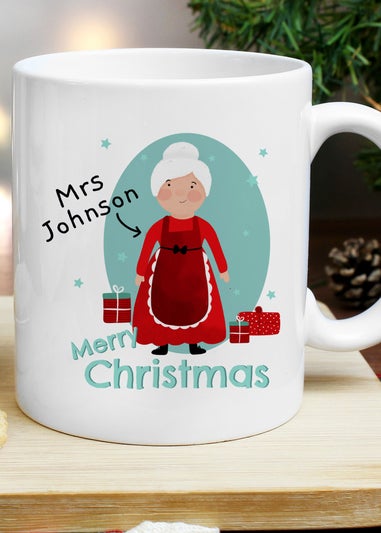 Personalised Memento Company White Mrs Claus Christmas Mug