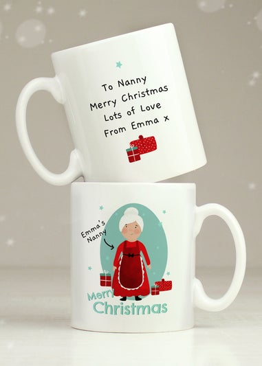 Personalised Memento Company White Mrs Claus Christmas Mug