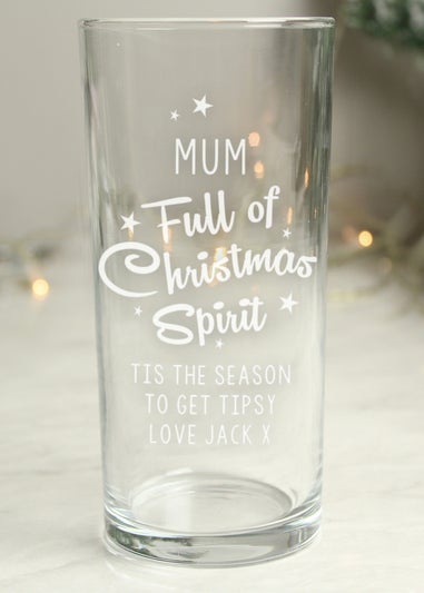 Personalised Memento Company Clear Full Of Christmas Spirit Hi Ball Glass